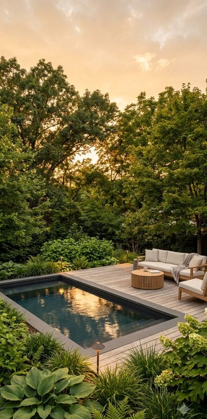 Firepit deck + pool